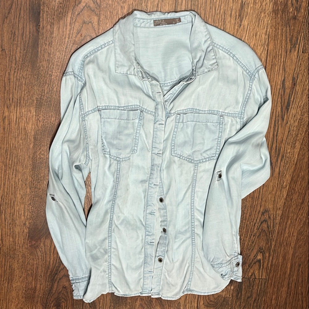 Prana Sky Blue Button Down Casual Top… sooo comfy, EUC!